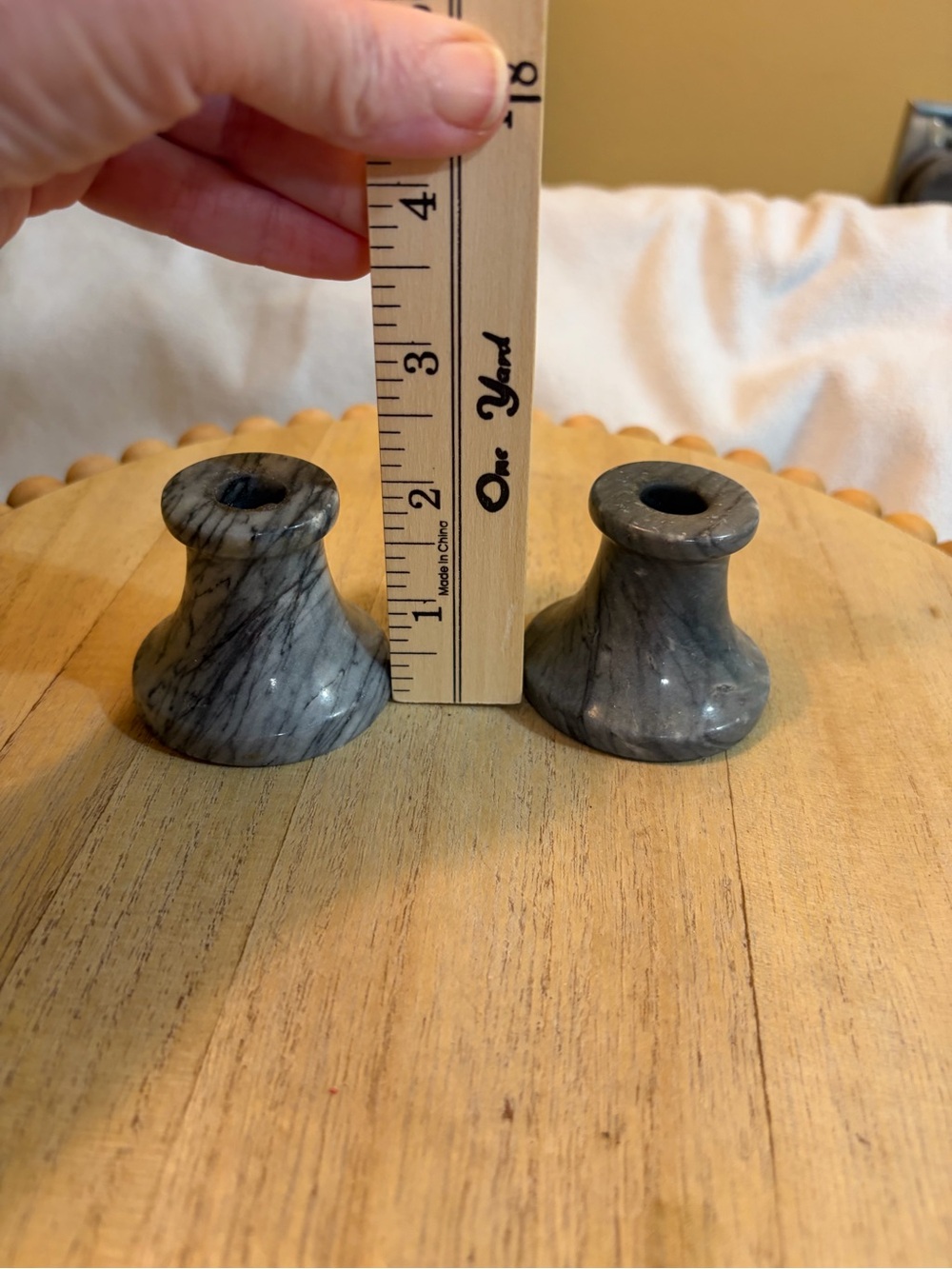 Gray Marble Taper Candle Holders Set - Pair - Picture 7 of 7